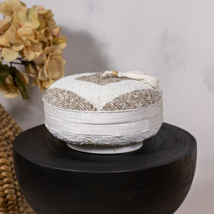 Boite en bambou ornée de perles 20cm HOA