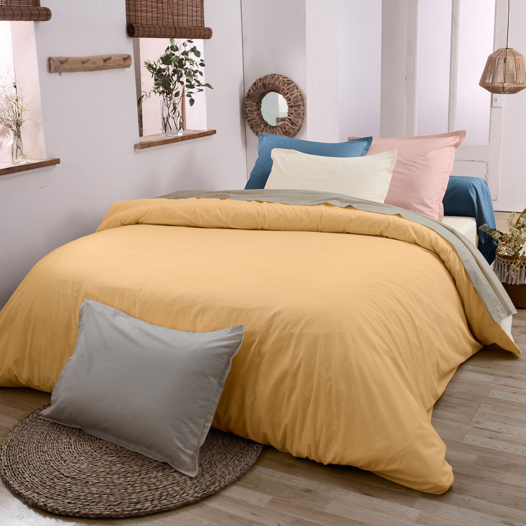 Taie d'oreiller en 100% coton biologique - Jaune