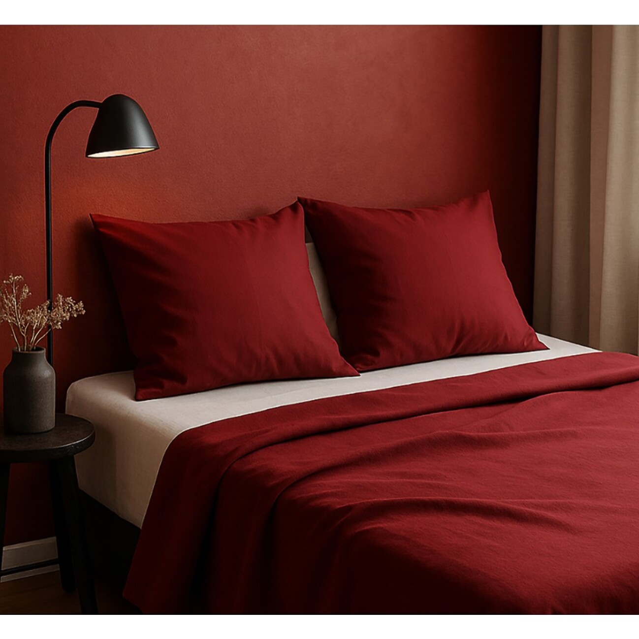 Drap Plat 240x300cm 100%coton 57fils Rouge