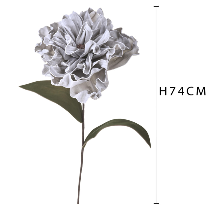 Fiore Di Peonia. Altezza 74 Cm - Pezzi 2 - 40X74X20cm - Colore: Grigio - Bianchi Dino - Fiori Artificiali