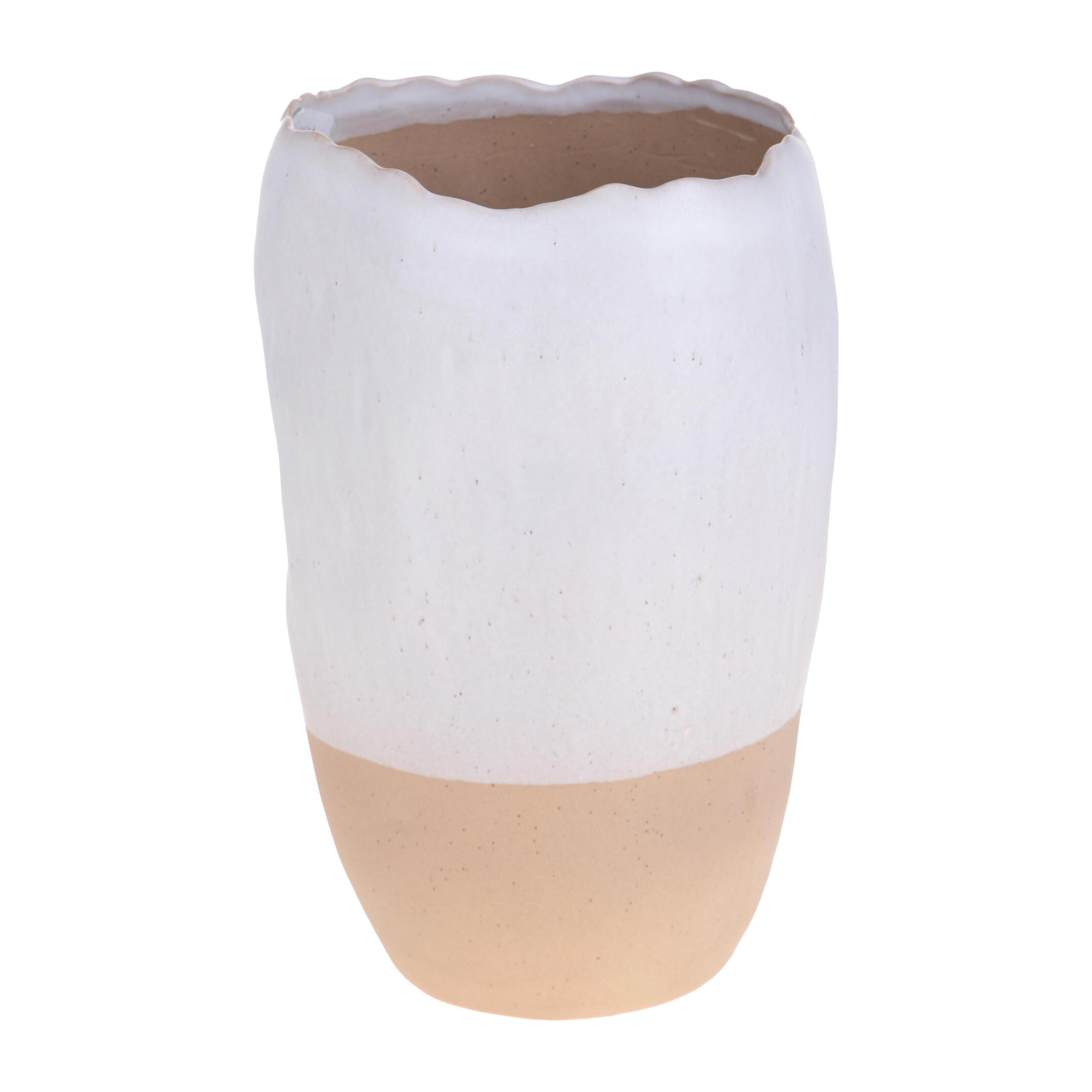 Vaso Bicolore - Pezzi 1 - Colore: Beige Bicolore - 17xH26,5x17cm - Bianchi Dino -