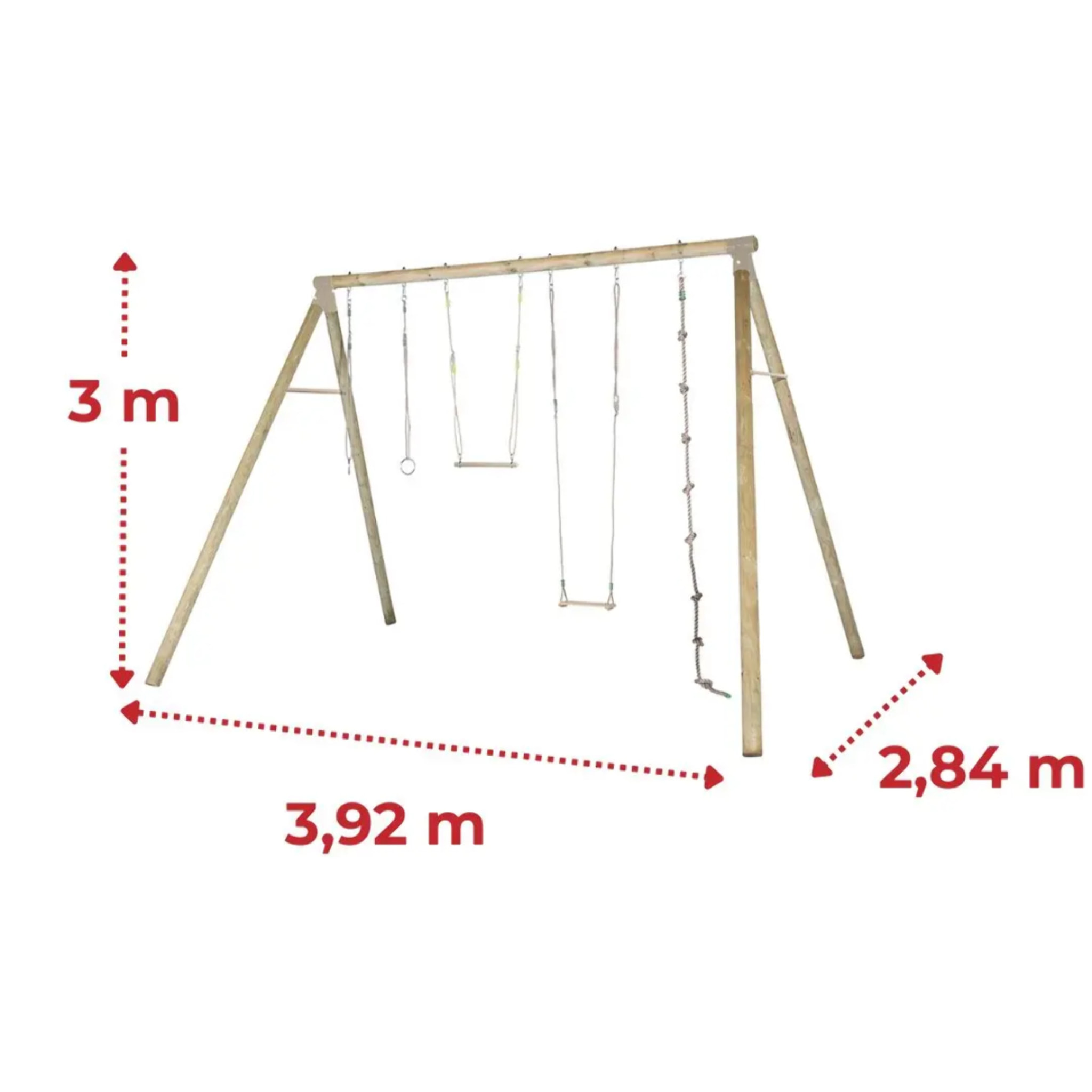 Portique bois 3 m Adulte Oliver - 4 personnes