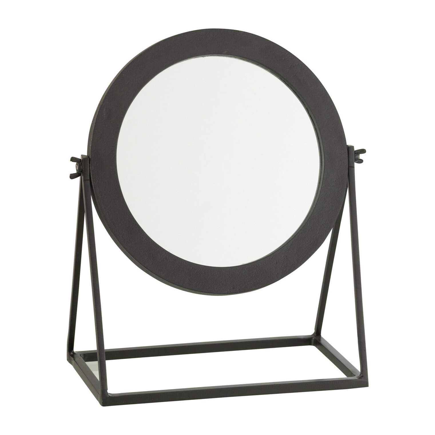 J-Line miroir Rond sur pied - métal - noir - 35 x 30 cm