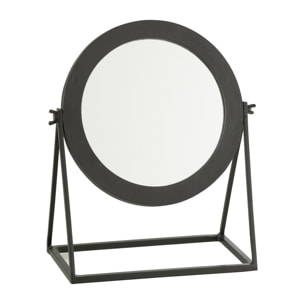 J-Line miroir Rond sur pied - métal - noir