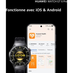 Montre connectée HUAWEI Pack Watch GT6 Pro 46mm Noir+FreeBuds6I Blanc