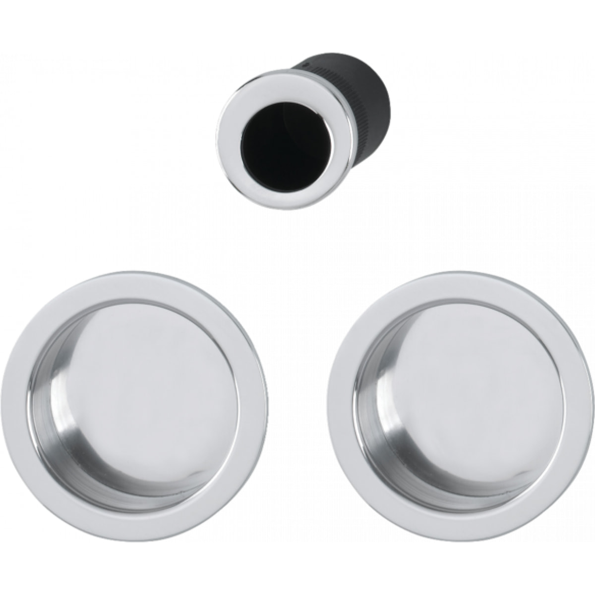 Set 5 aluminium pour porte coulissante 4920 F249 ronde aspect chromé brillant, aveugle sans gâche, cuvette + doigt - HOPPE - 3947857