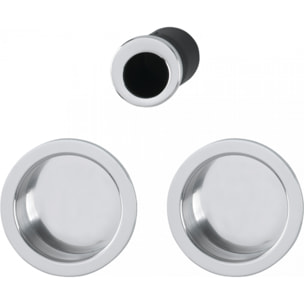 Set 5 aluminium pour porte coulissante 4920 F249 ronde aspect chromé brillant, aveugle sans gâche, cuvette + doigt - HOPPE - 3947857