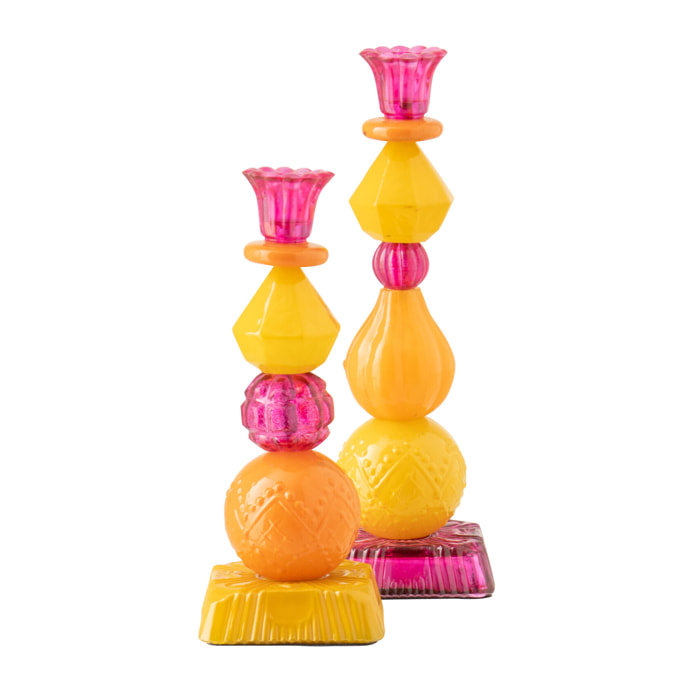J-Line Chandelier - verre - orange/rose - large