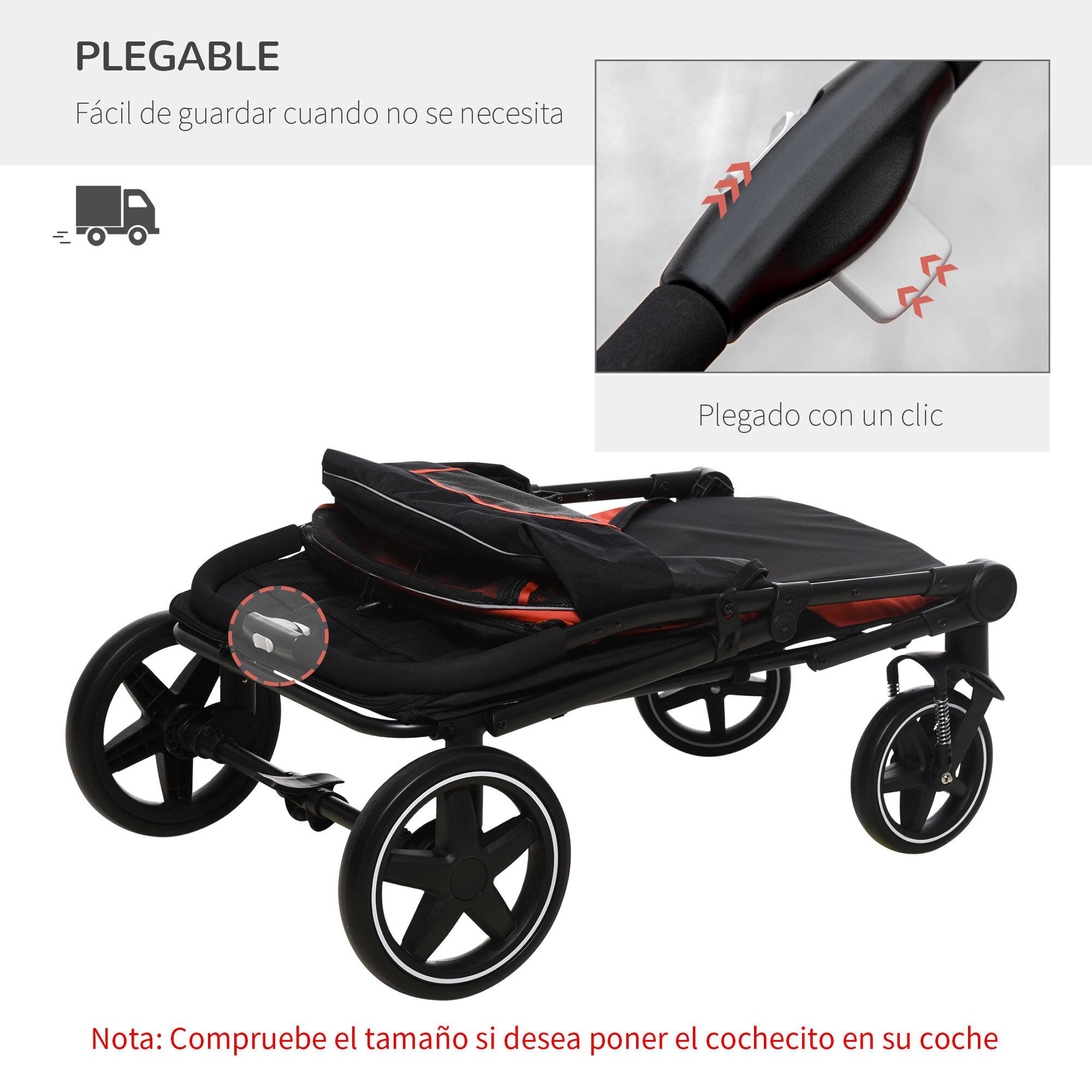 Cochecito para Perros Plegable Carrito para Mascotas con Ventanas de Malla Correas de Seguridad Bolsillos de Almacenamiento Carga 40 kg 112x65x100 cm Rojo