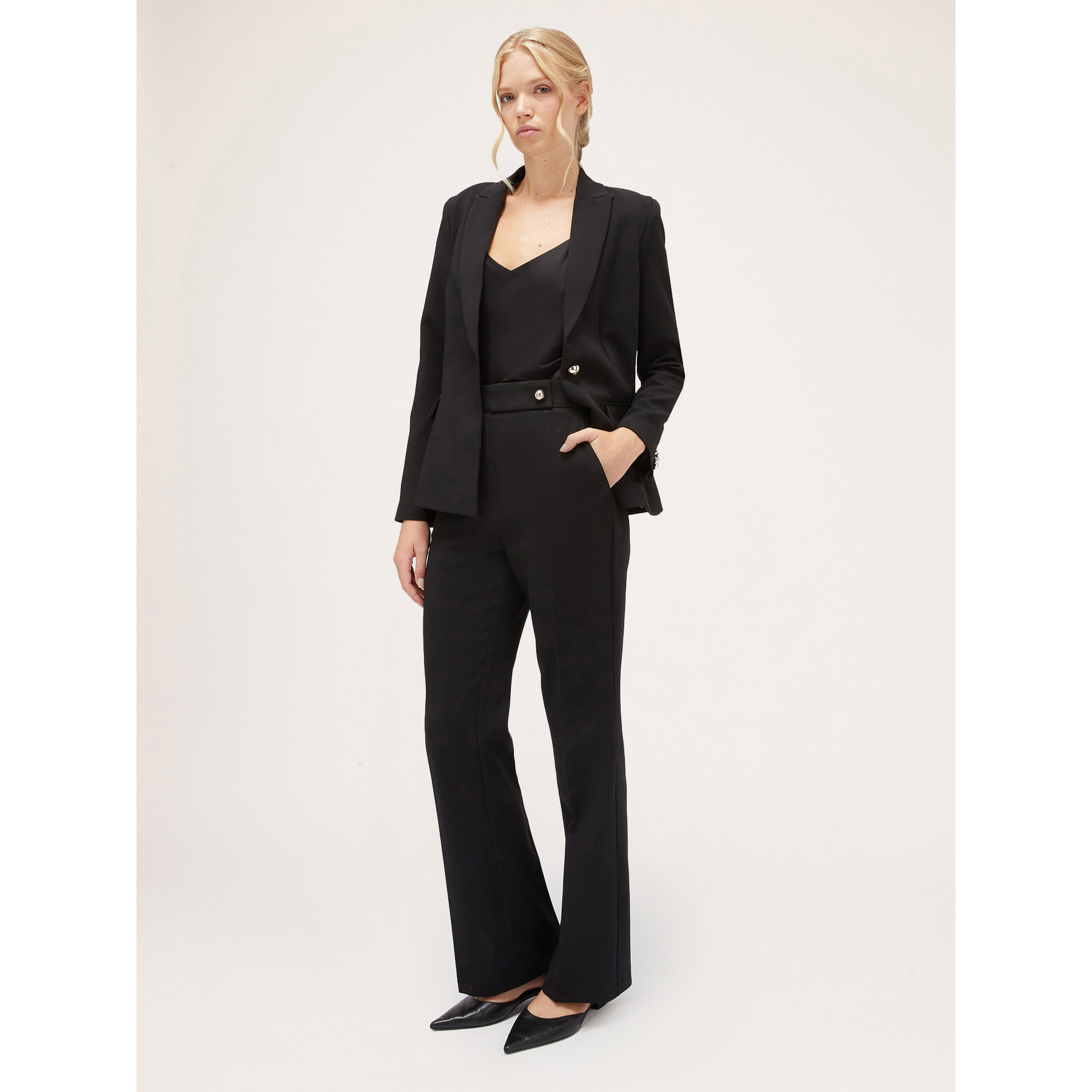 Motivi - Blazer de botonadura simple de crepé - Negro