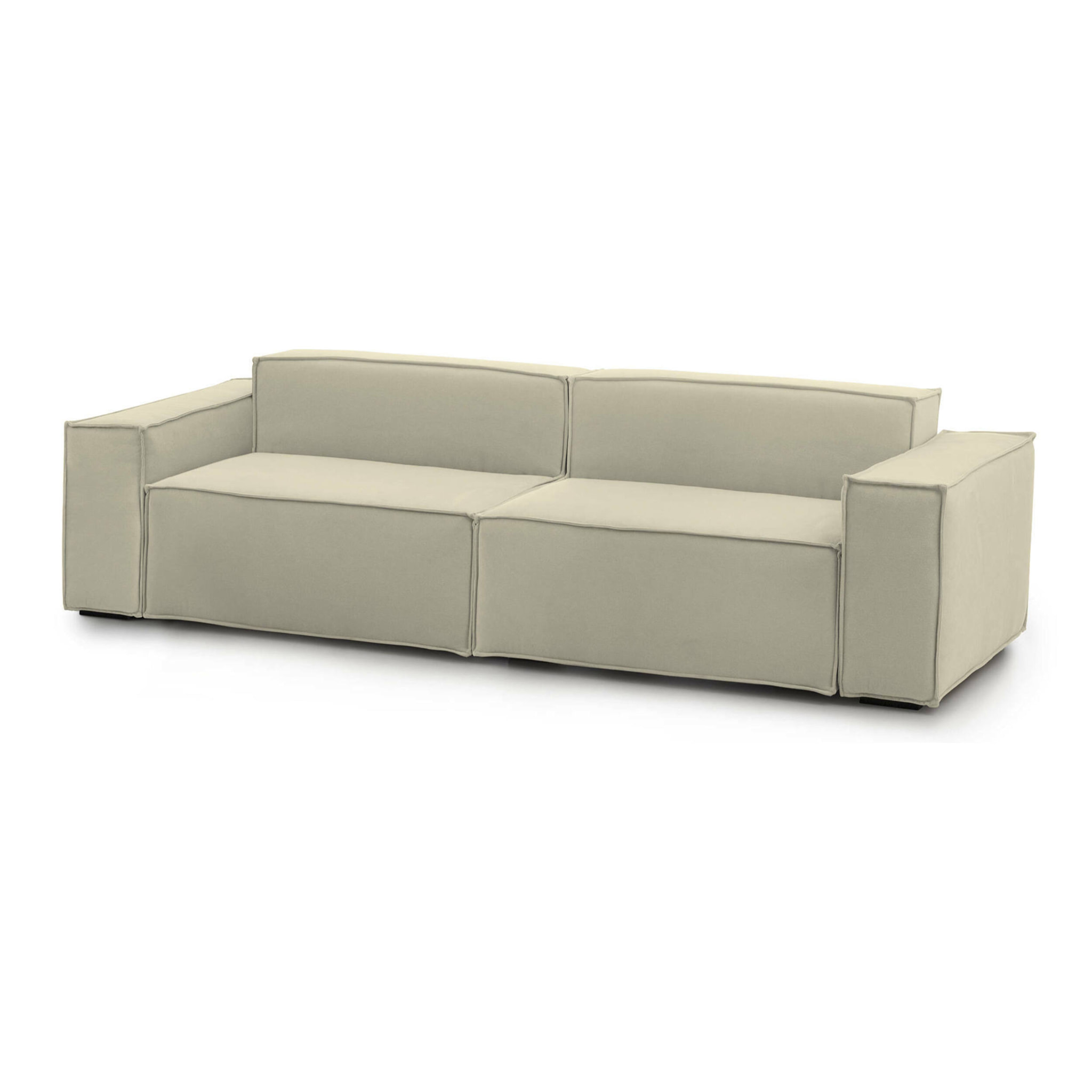 Divano fisso Simona, Divano componibile a 3 posti lineare, 100% Made in Italy, Sofà moderno da soggiorno in tessuto, Cm 260x95h70, Beige