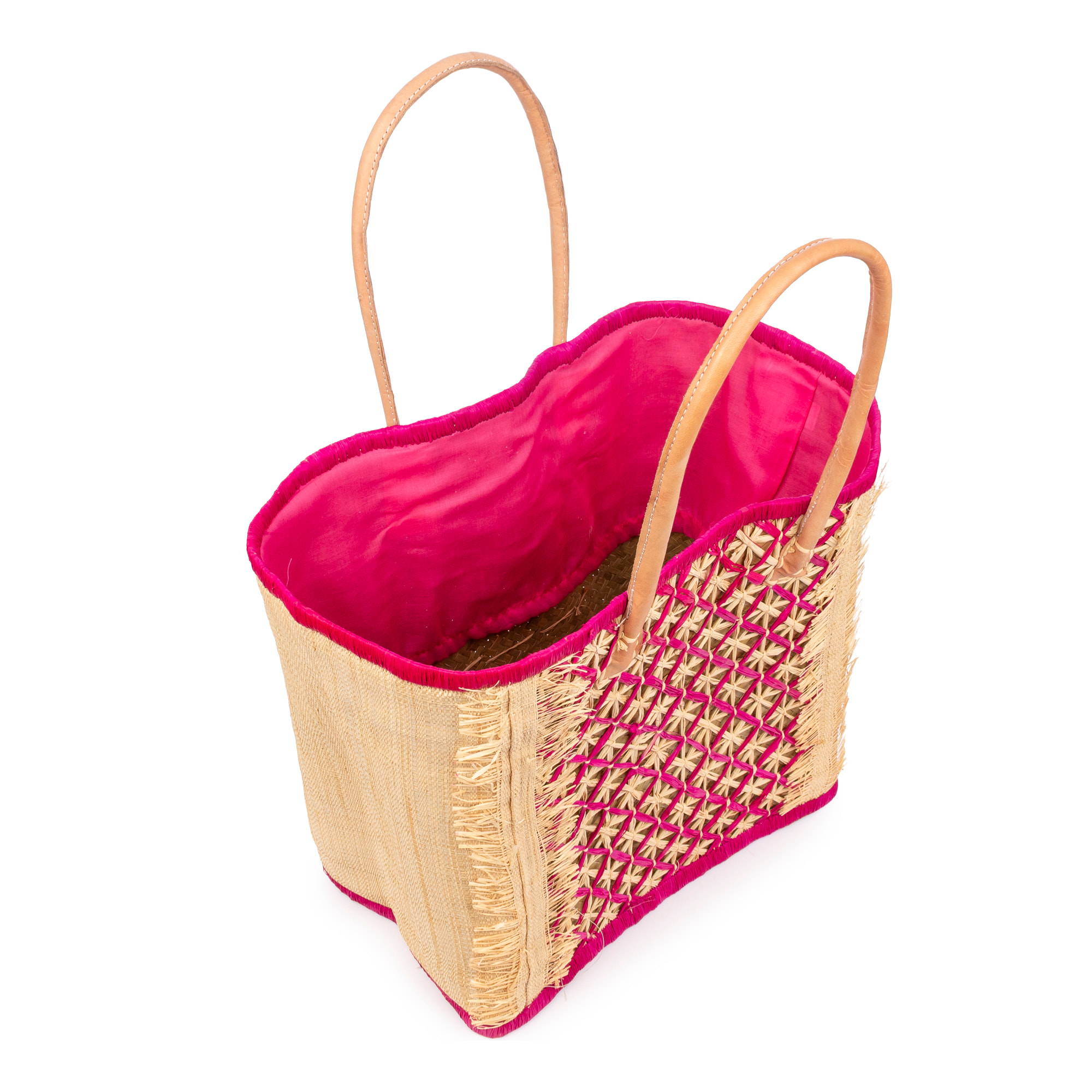 Villafrati bolso de hombro mujer. Fabricado en rafia y paja, con asas de cuero.