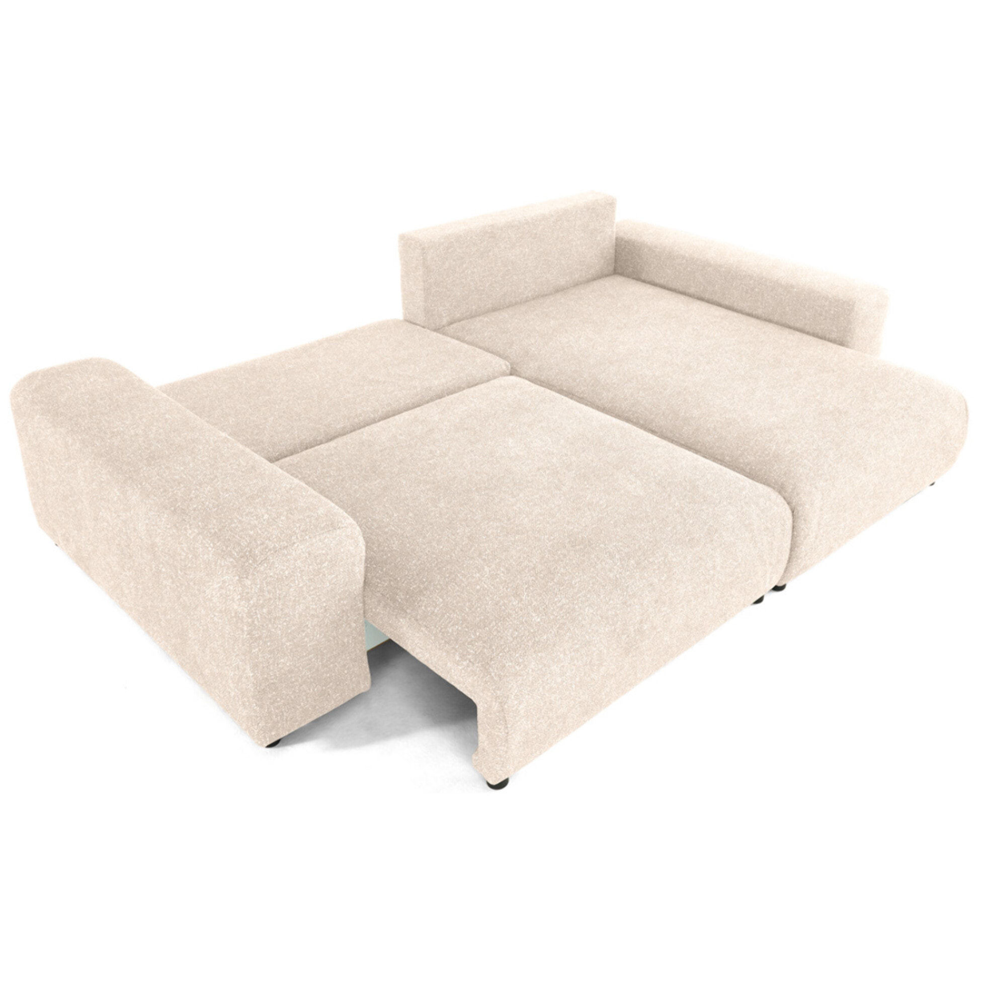 Spice - canapé d'angle réversible 4 places convertible avec coffre en tissu moucheté - Beige