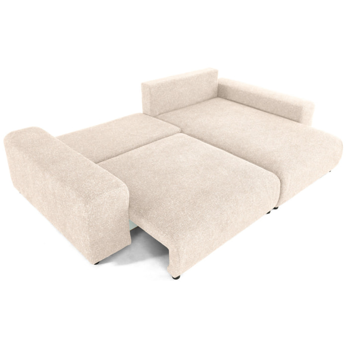 Spice - canapé d'angle réversible 4 places convertible avec coffre en tissu moucheté - Beige