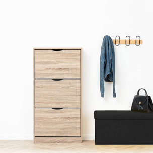 Meuble range-chaussures 3 tiroirs effet chêne naturel