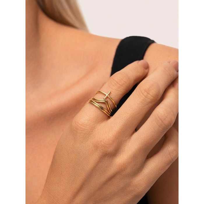 Pack 5 Anillos Nefertiti Acero Baño Oro