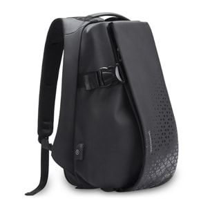 DAM Mochila multi compartimento con capa impermeable. Toma USB externa. Laptop 17'' + Tablet 9,7''. 31x18x48 Cm. Color: Negro