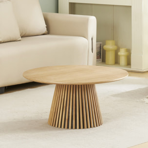 Table basse ronde en bois piètement cannelé - ADA