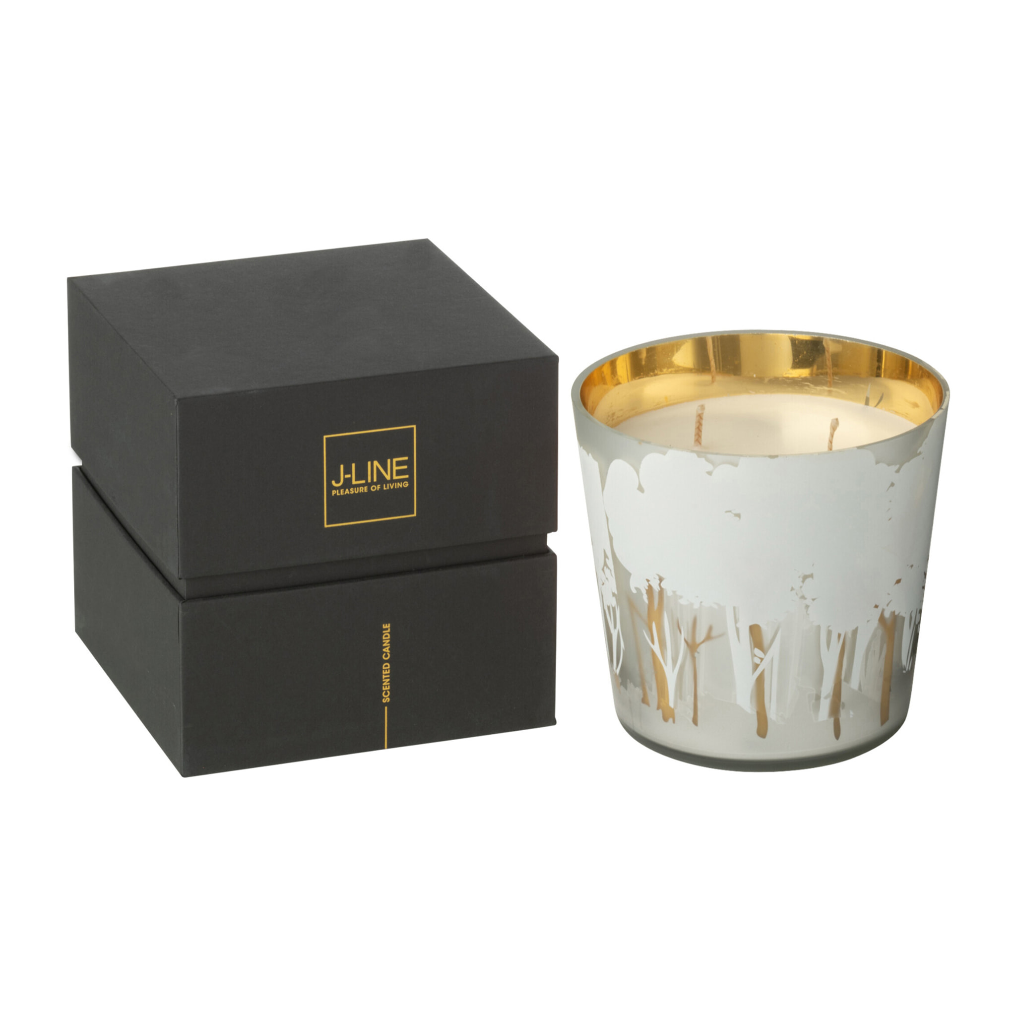J-Line bougie parfumée Noa Forêt - Ayra - verre - blanc/or - small - 50H