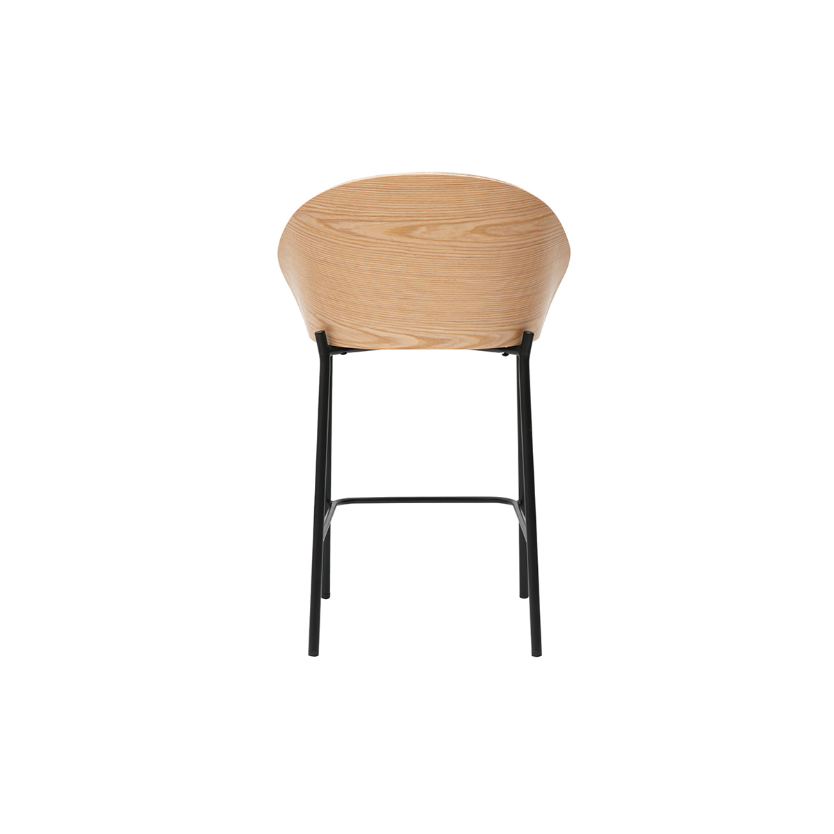 Tabourets de bar en tissu effet velours texturé beige, bois foncé et métal H65 cm (lot de 2) TUCSON