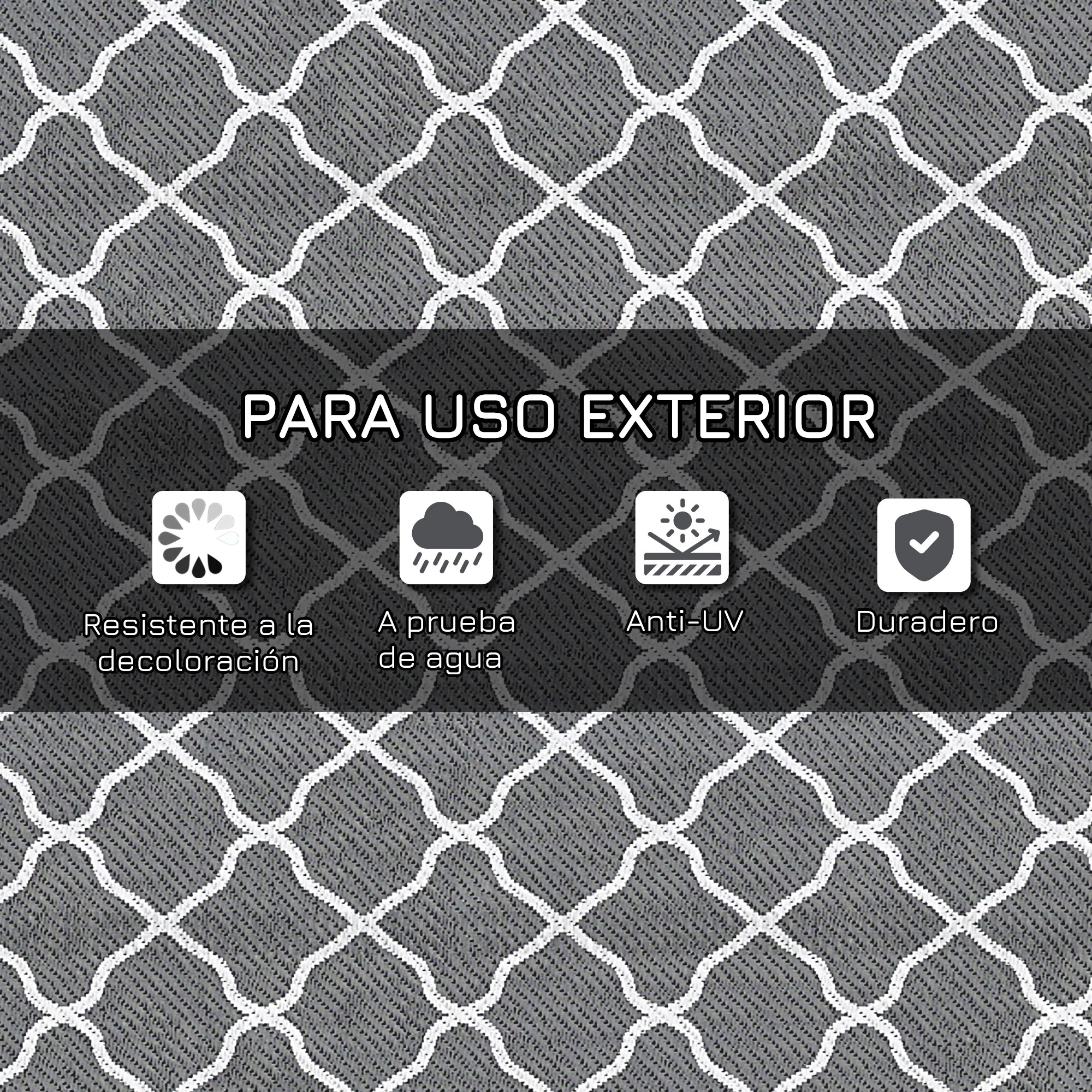 Alfombra Exterior 182x274 cm Reversible de Plástico Impermeable para Terraza