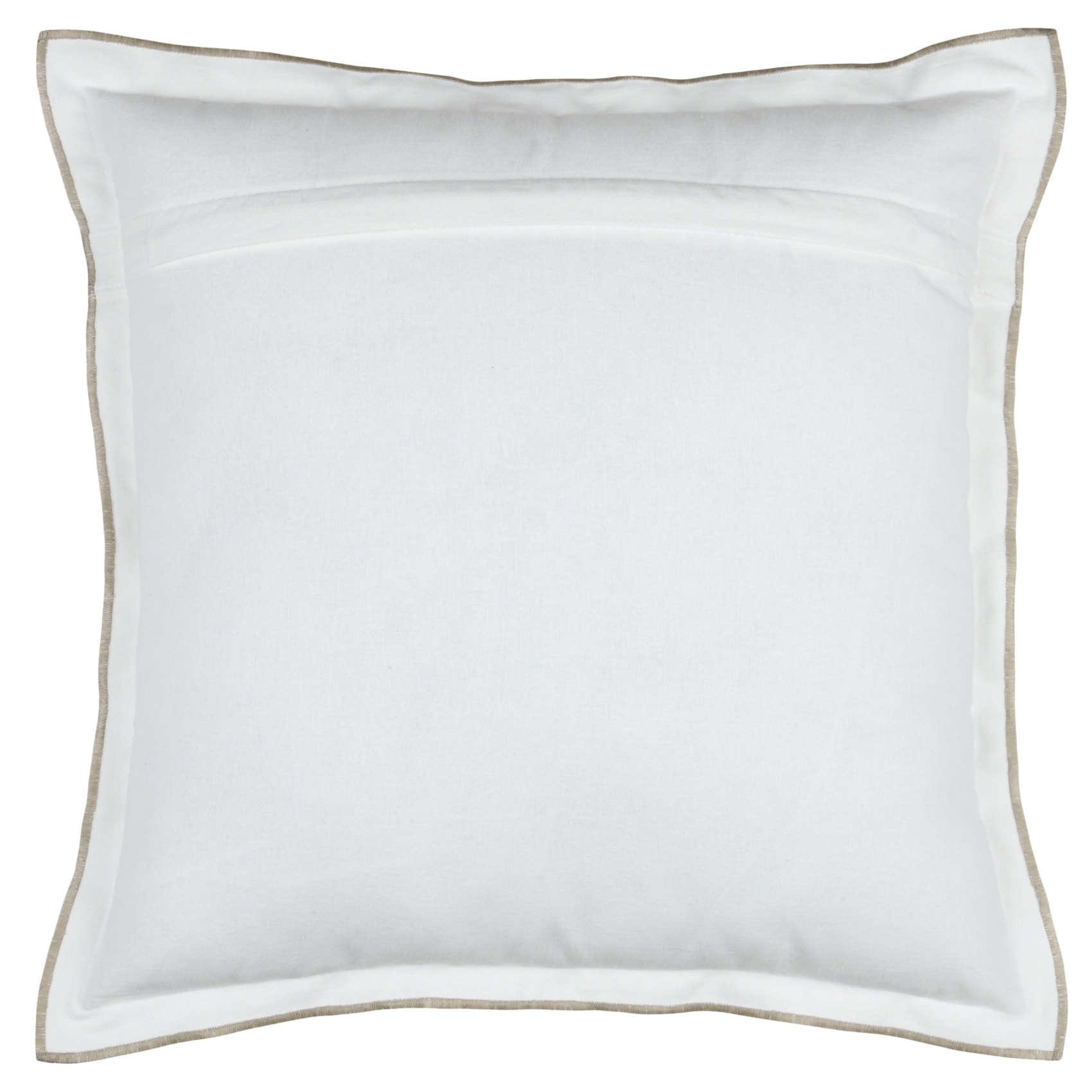 Coussin coton volant plat feston noir - Blanc