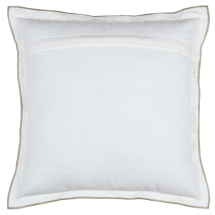 Coussin coton volant plat feston noir - Blanc