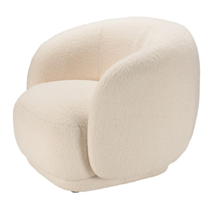 LEOPOLD - Fauteuil arrondi en tissu bouclette écru