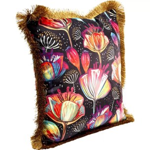 Coussin à franges Jungle fleurs Kare Design