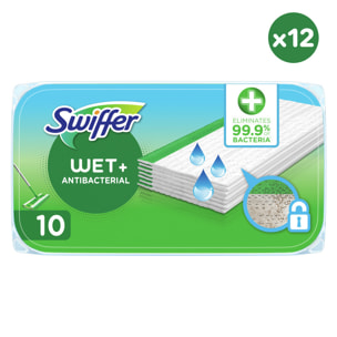 12x10 Lingettes Humides Antibactériennes Swiffer