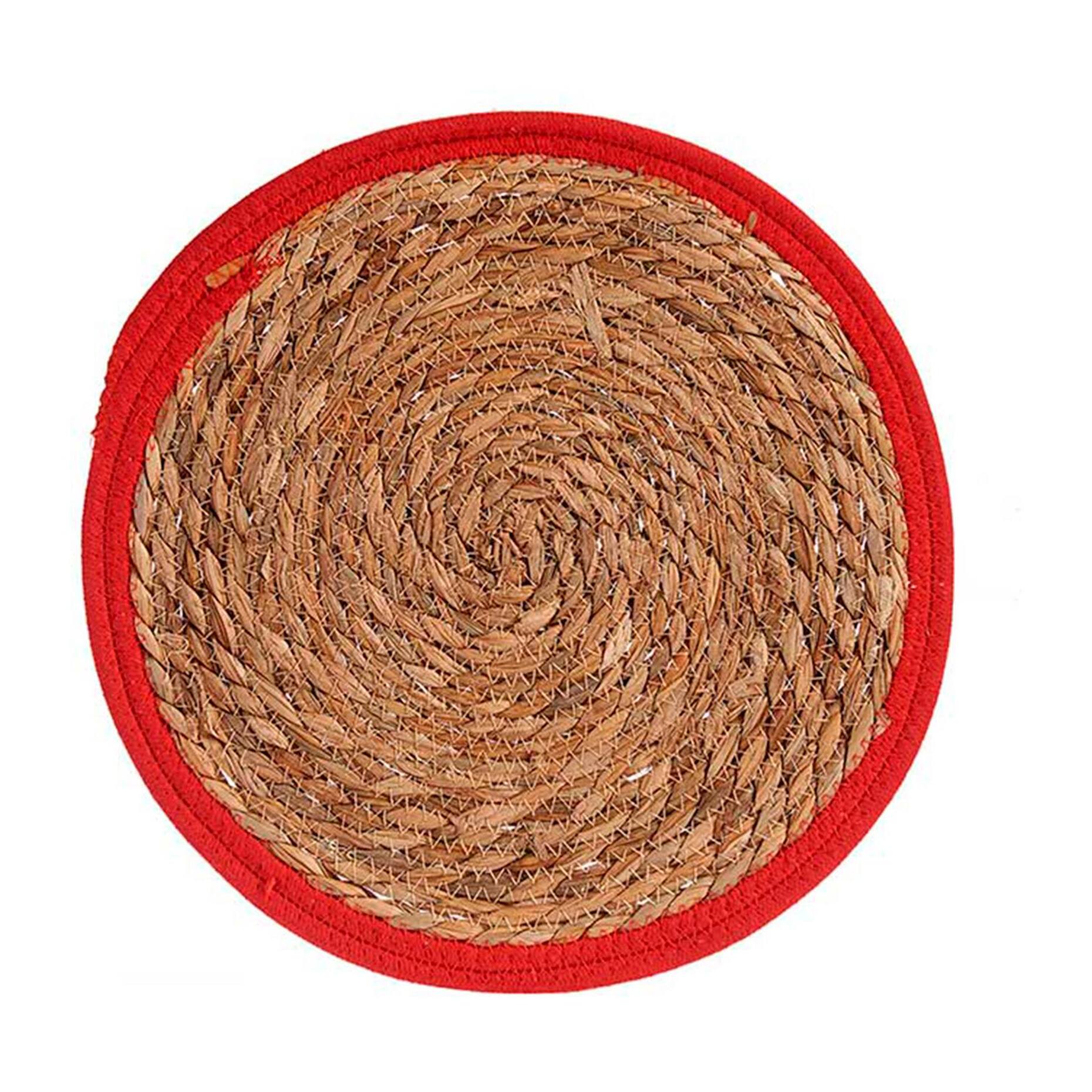 Tapete natural borde rojo 35cm colección kinvara