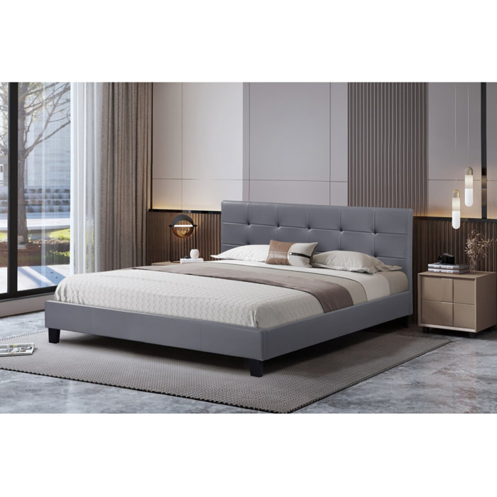 Lit double en pvc "Julia" - 140 x 190 cm - Gris