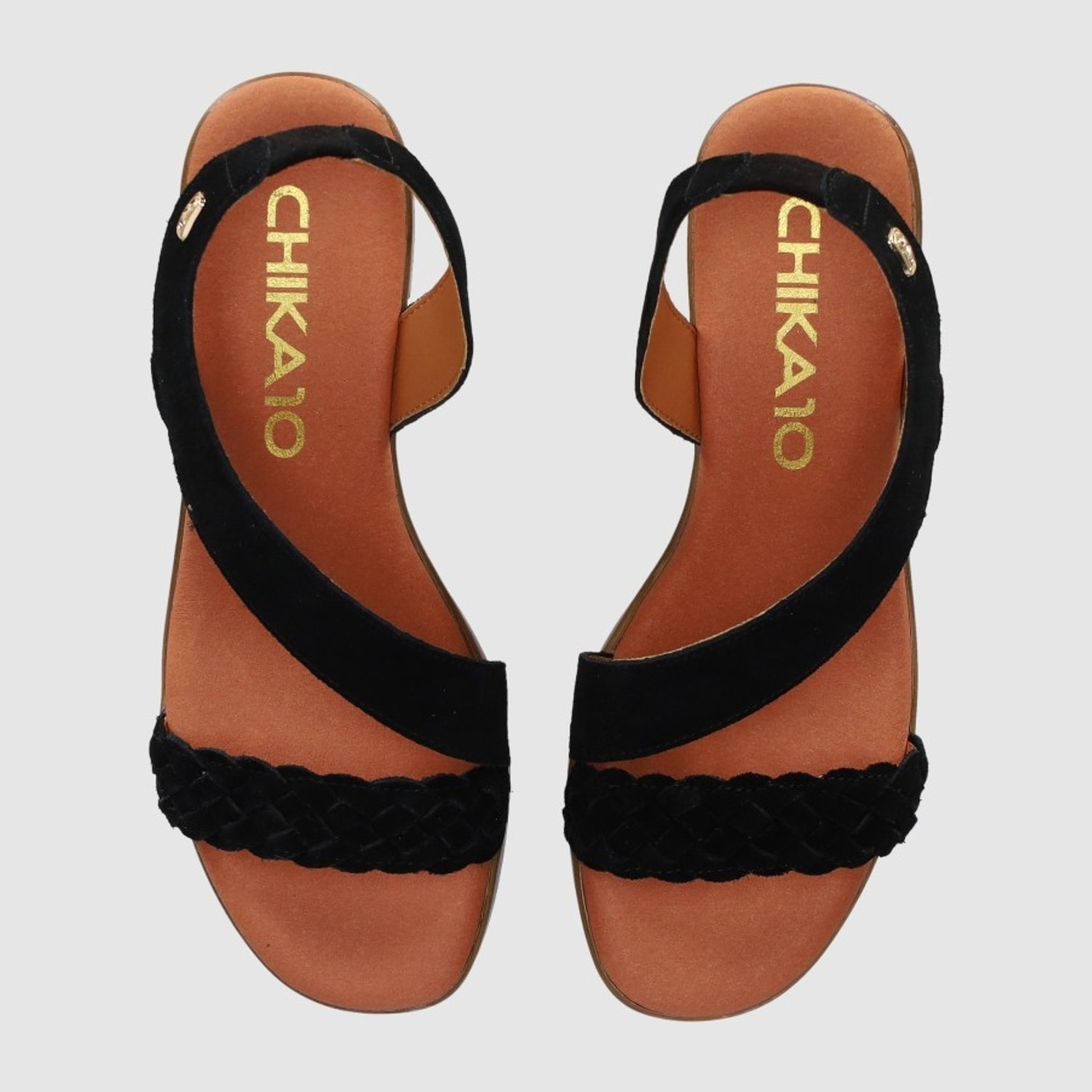 Sandalias de Serraje - Negro - Tacón: 6 cm
