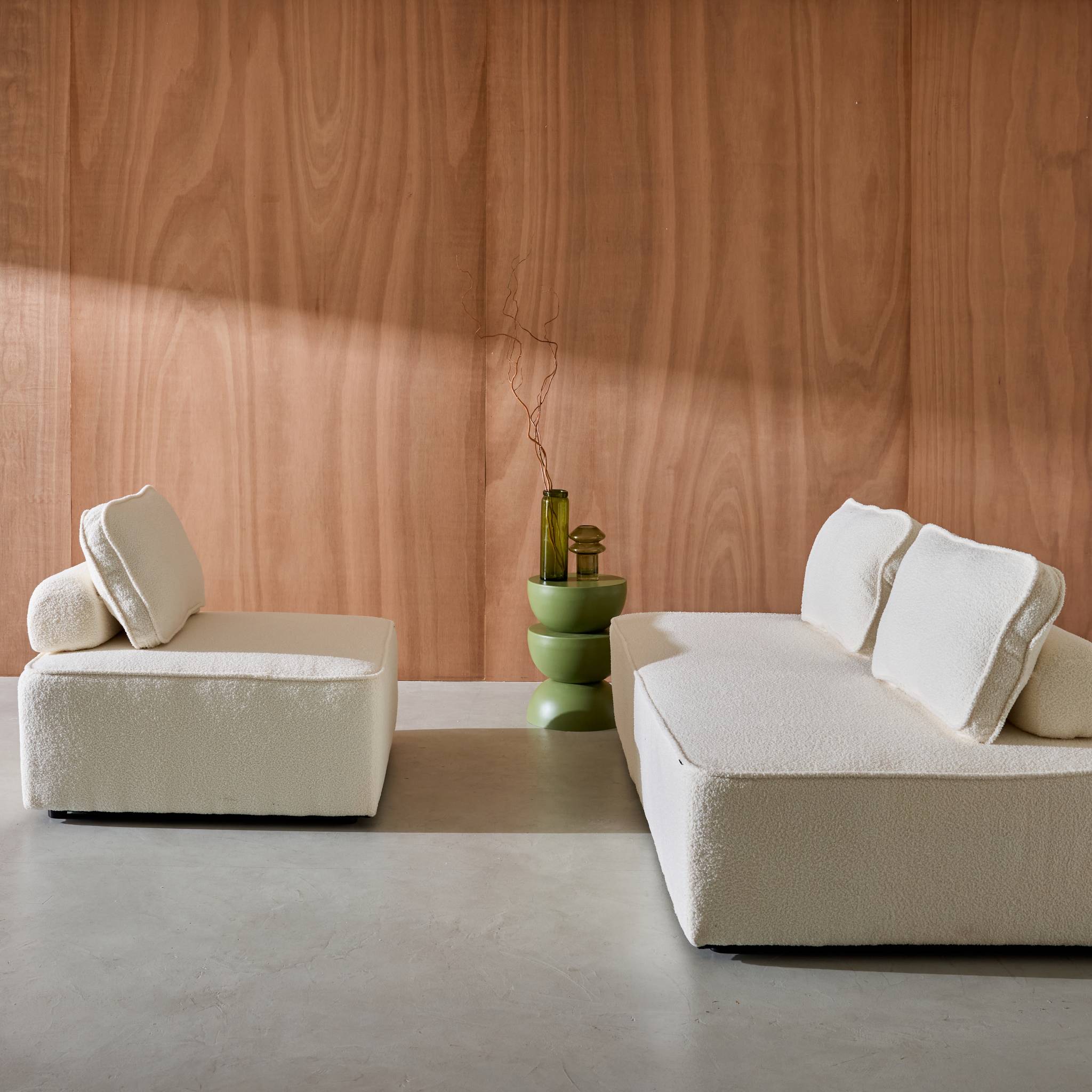 Ensemble chauffeuses pour canapé modulable 3 places bouclette crème - Bao