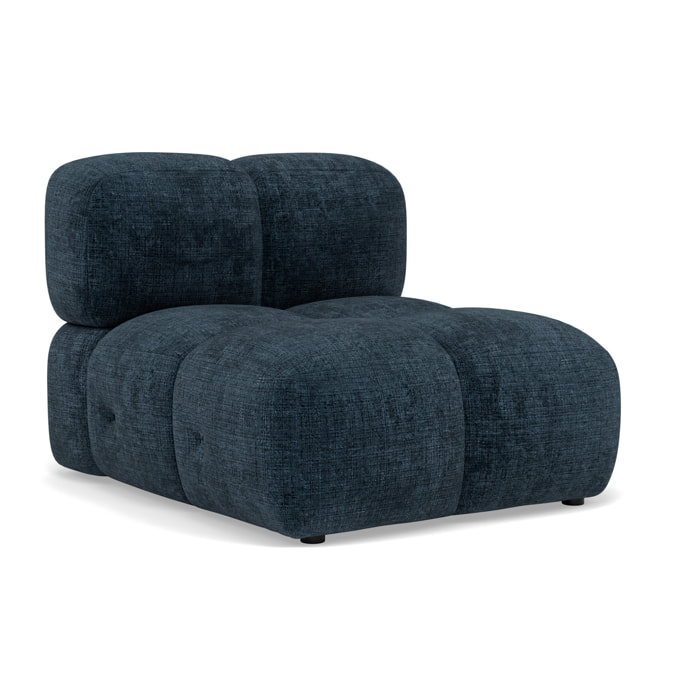 Grace - module d'assise sans accoudoir en velours texturé - Bleu
