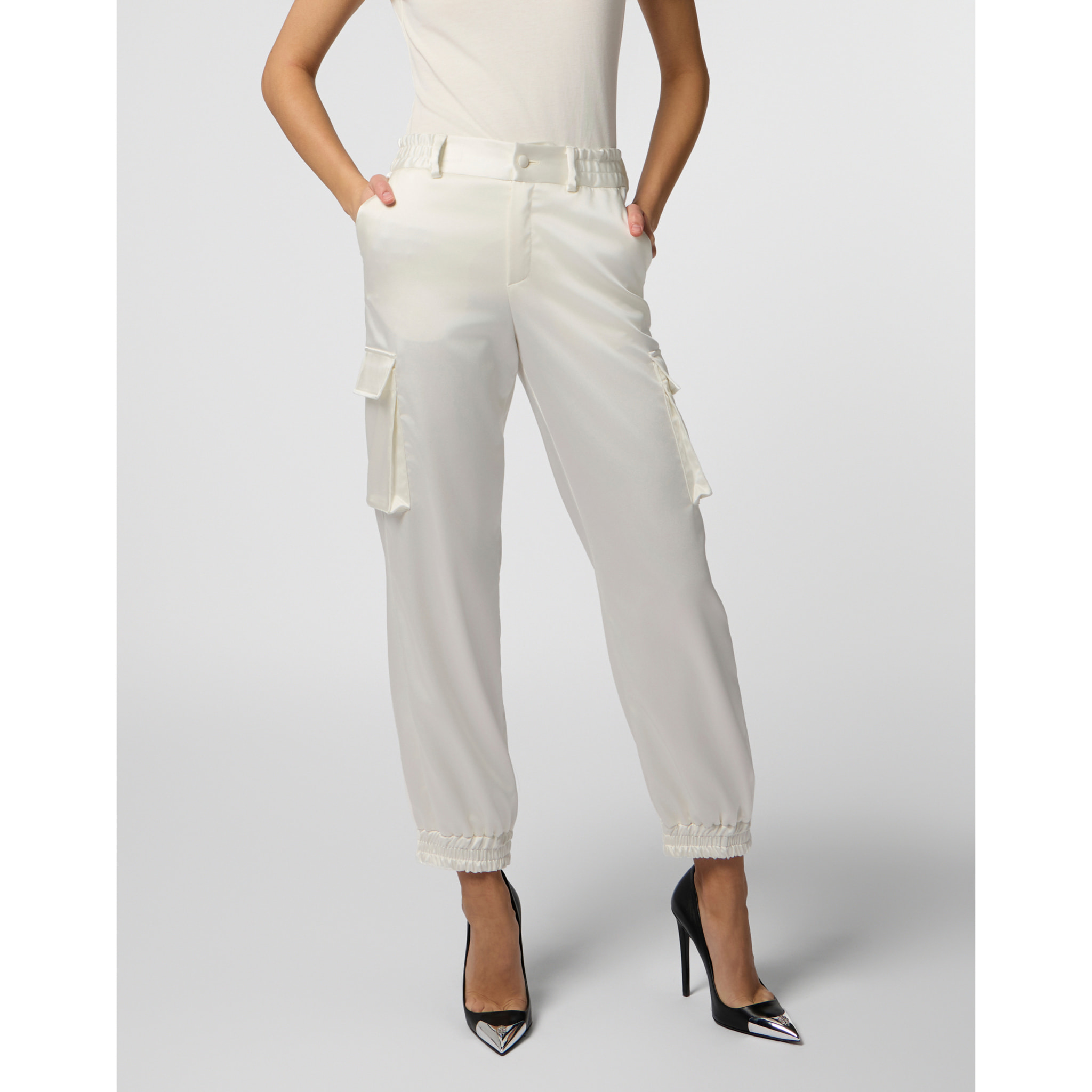 PHILIPP PLEIN Satin Cargo Fit Drawstring Trousers
