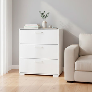 Cassettiera a 3 Cassetti Comò Comodino Mobile Contenitore Salvaspazio Design Moderno Camera da Letto Ingresso Soggiorno 70.2x39.8x82.7 Cm Bianco