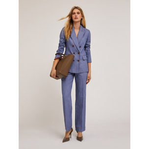 Motivi - Pantaloni wide in tela di cotone - Azzurro