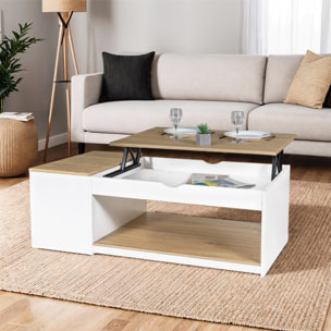 Table basse relevable + coffre Elina - Bois - Blanc