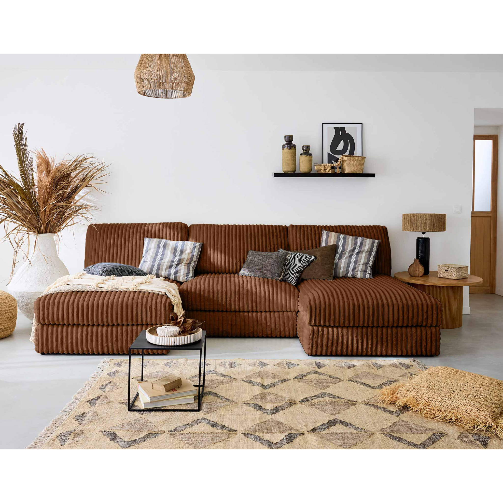 Jasper - module d'assise - en fausse fourrure côtelée - Rouille