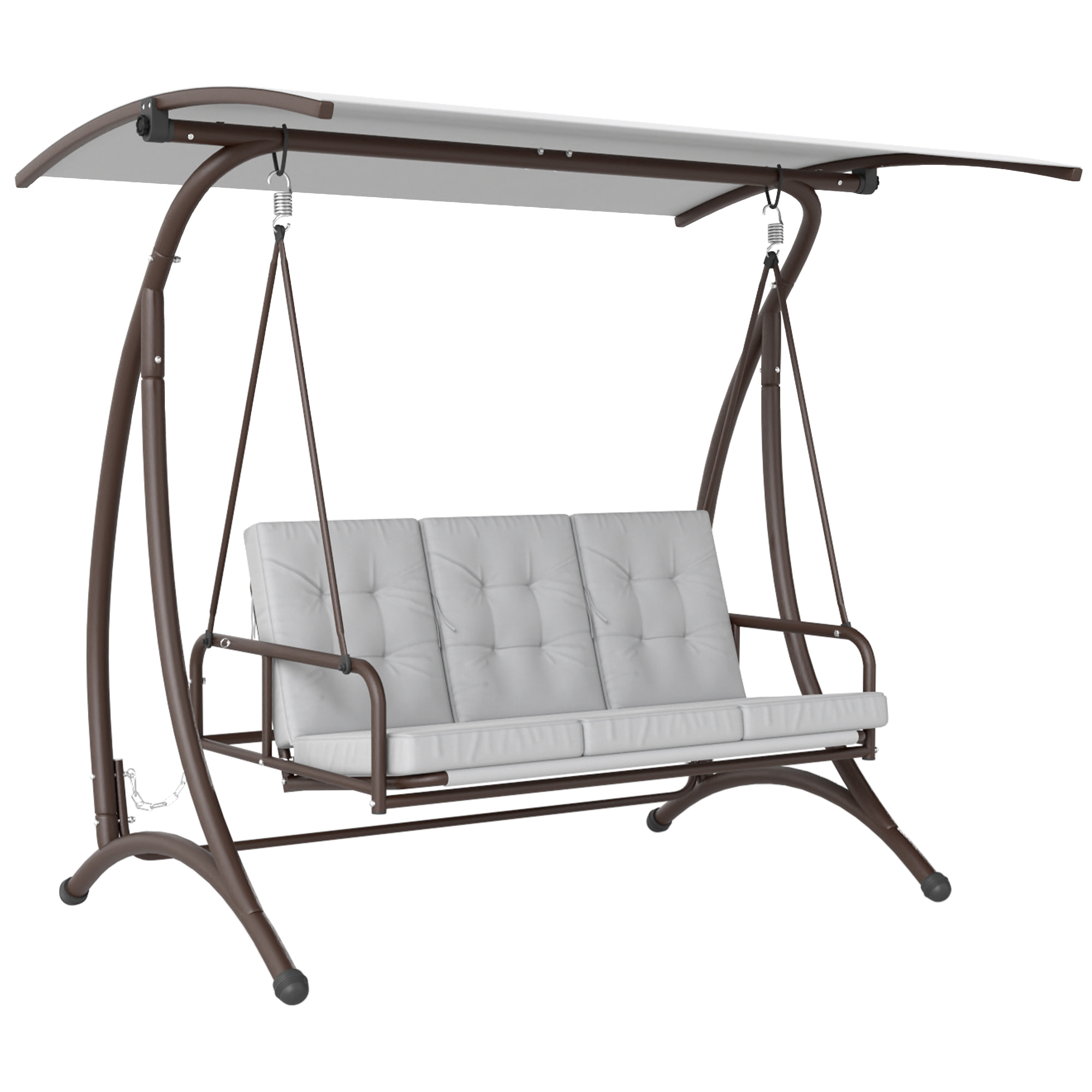 Columpio de Jardín Exterior de 3 Plazas Balancín de Jardín Exterior Convertible en Cama con Toldo Ajustable Protección UPF30+ y Cojines Carga 330 kg 200x120x175 cm Gris Claro