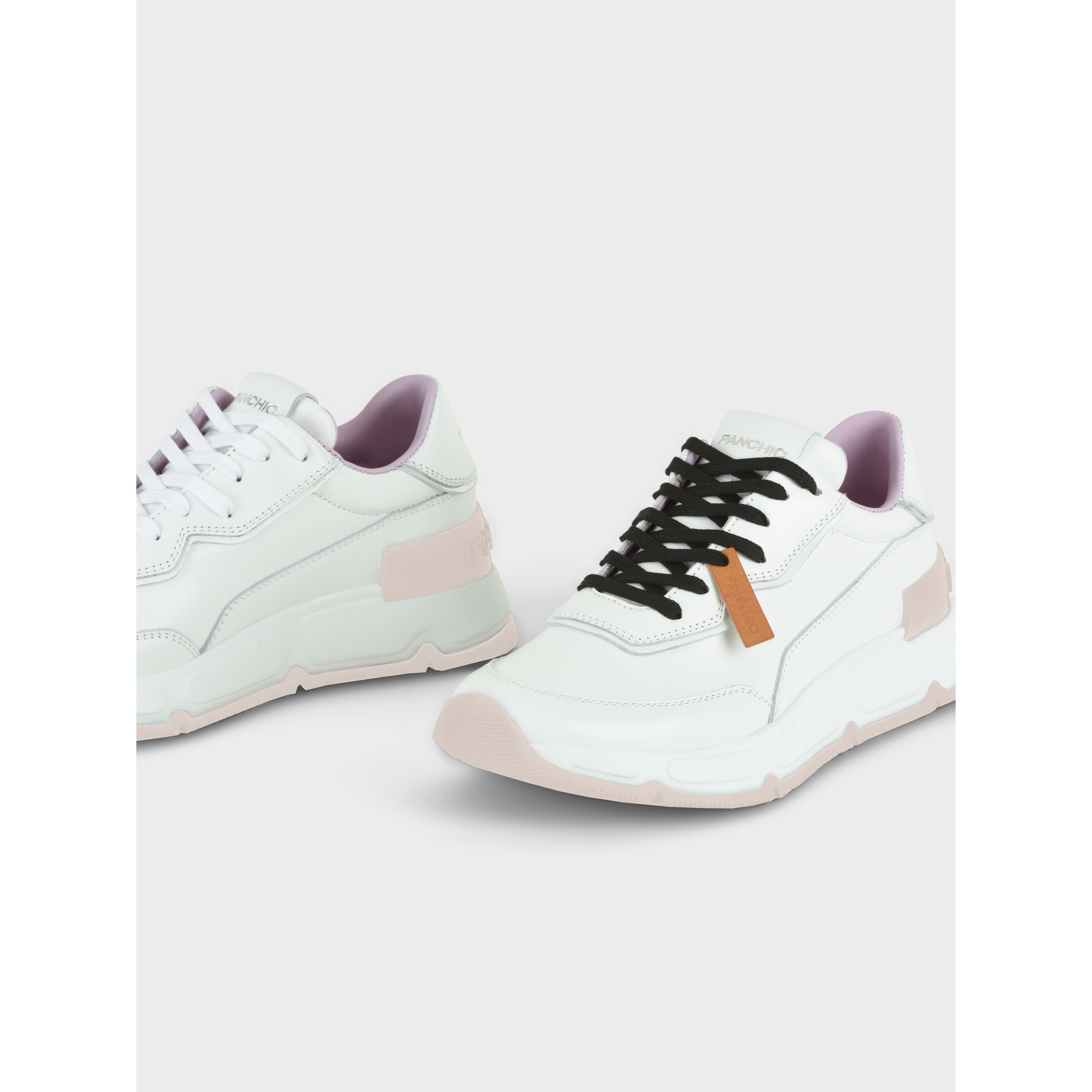 SNEAKER P06 DONNA IN PELLE BIANCO-ARGENTO