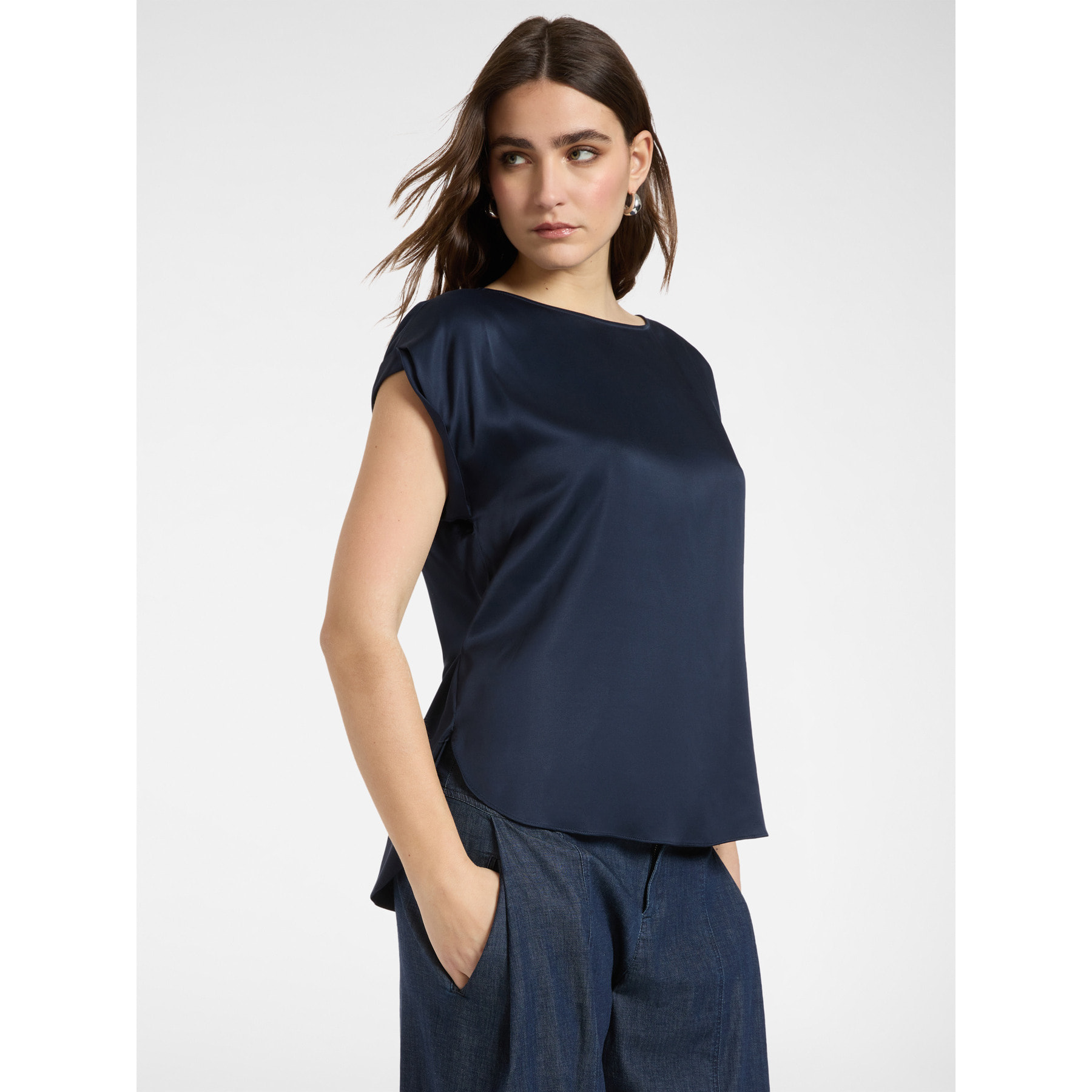 Elena Mirò - Blusa in raso - Blu