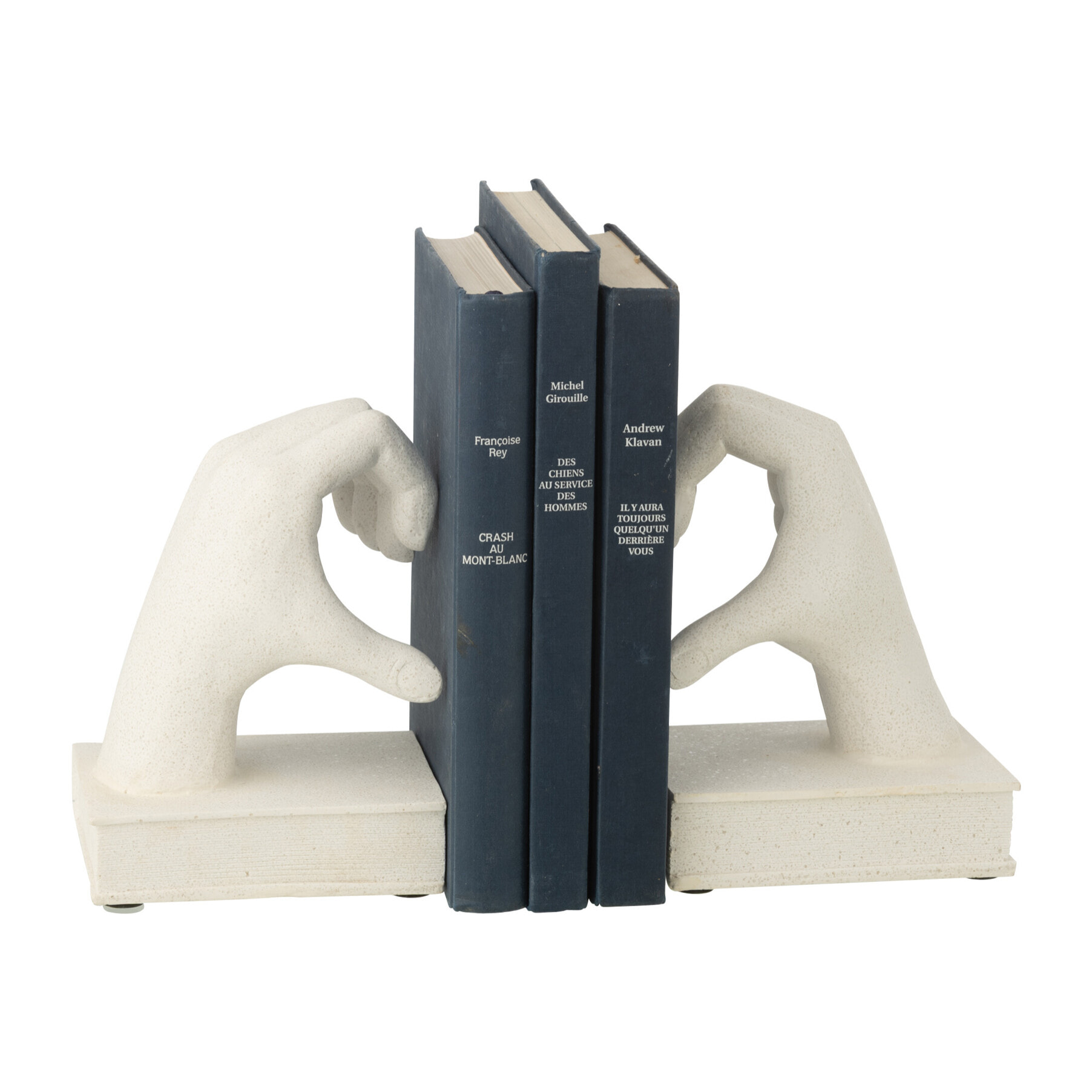 J-Line Serre-livres Mains Love - polyrésine - blanc - set de 2