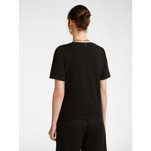 Elena Mirò - camiseta con bordado - Negro