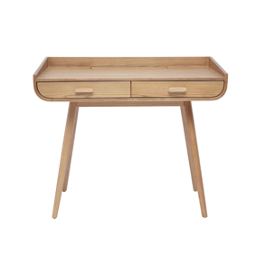 Bureau scandinave bois clair avec rangements 2 tiroirs L100 cm HALLEN