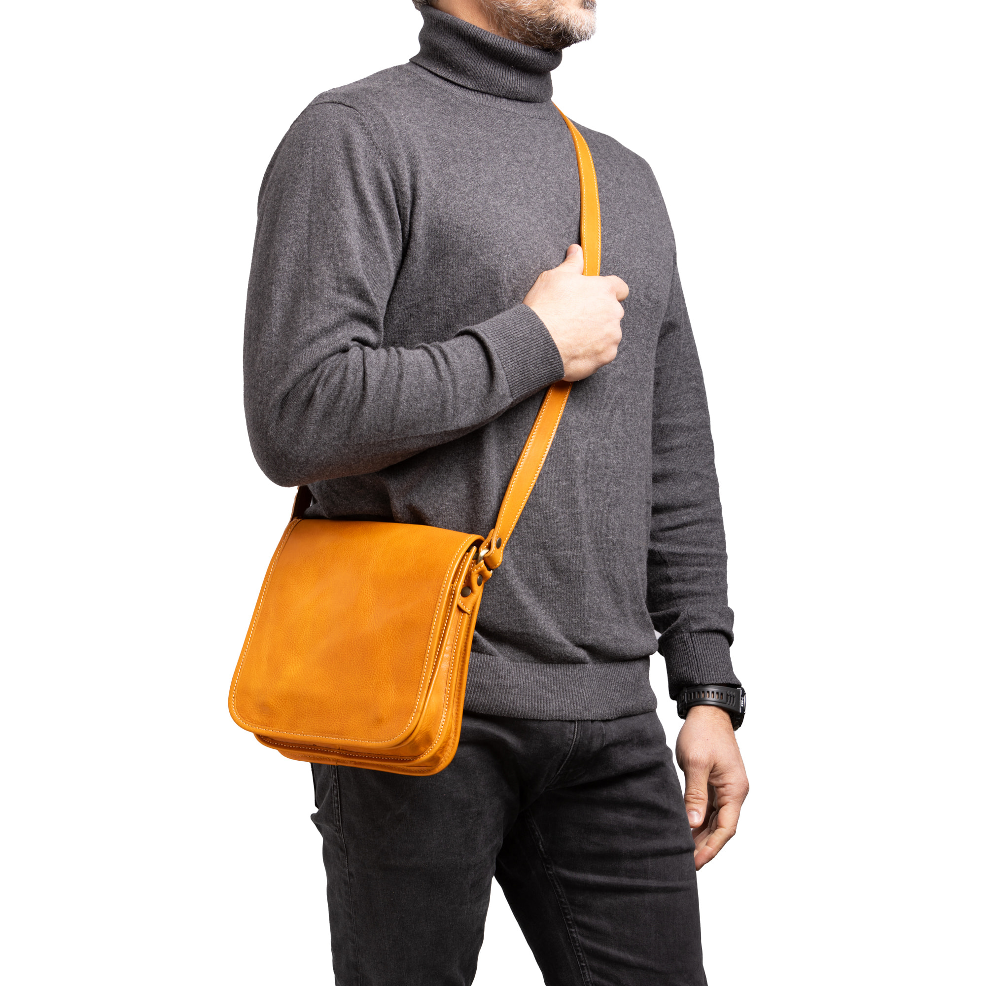 Borsa a tracolla  da uomo In Vera pelle Made in Italy 23x20x9 cm