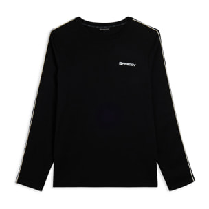 T-shirt manica lunga in jersey con cuciture a contrasto