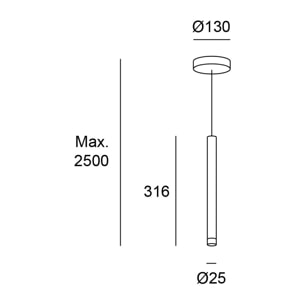 LEDS C4 Colgante Candle 1 Body Surface LED 4.1 Blanco cálido - 2700K ON-OFF Latonado 154lm