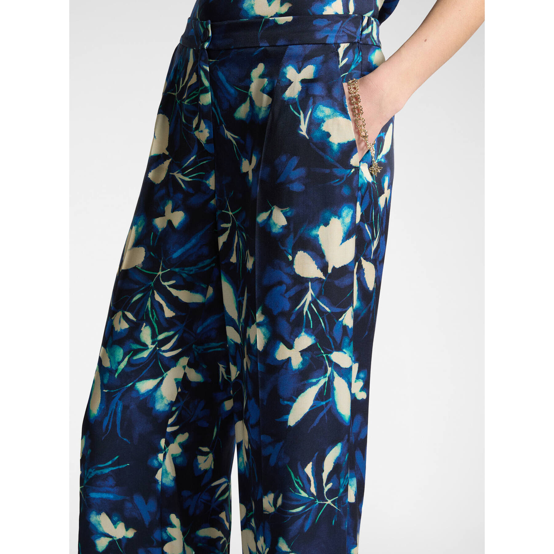 Elena Mirò - Pantalón floral elegante - Azul
